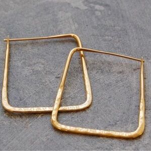 Golden Textured Square Hoop Earrings